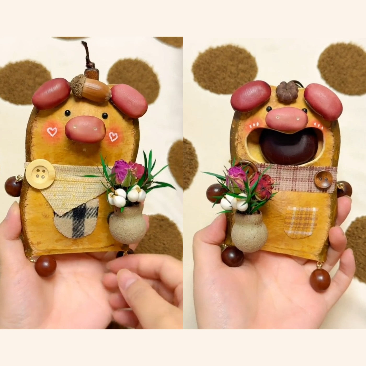 double-sided pig pod doll — bloom vase edition