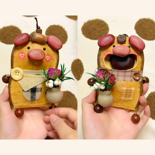 Double-Sided Pig Pod Doll — Bloom Vase Edition