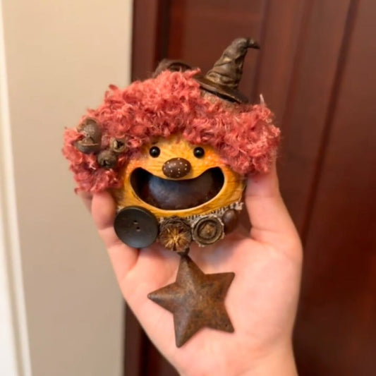 Rosy Wizard Handmade Pod Doll — Open-Mouth Sorting Hat Star Edition