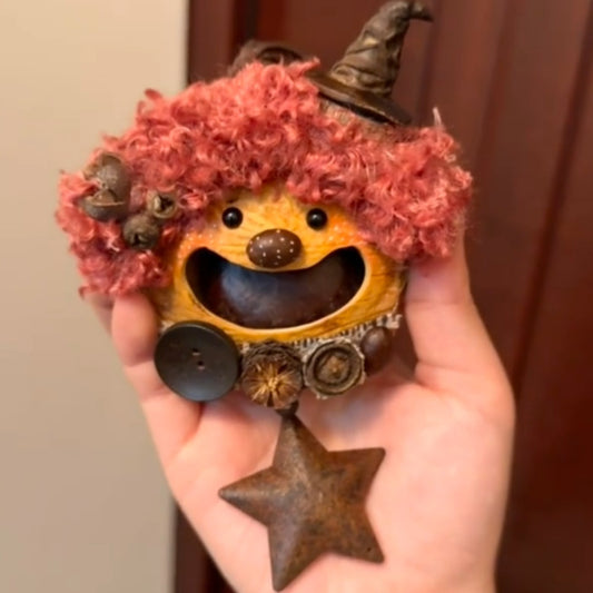 Rosy Wizard Handmade Pod Doll — Open-Mouth Sorting Hat Star Edition