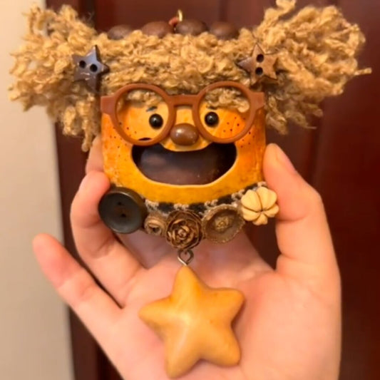 Spectacled Professor Handmade Pod Doll — Open-Mouth Woodland Scholar Edition
