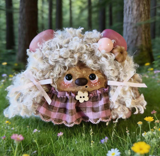 Creamy Lamb Handmade Pod Doll — Single-Sided Cottagecore Meadow Edition