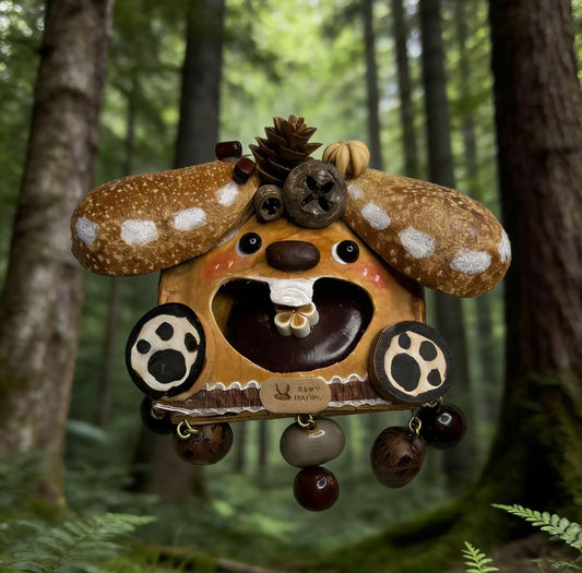 Spotted Mushroom Pup Handmade Pod Doll — Open-Mouth Forest Spirit Edition
