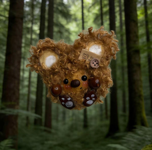 Fluffy Curly Bear Handmade Pod Doll — Single-Sided Golden Forest Edition