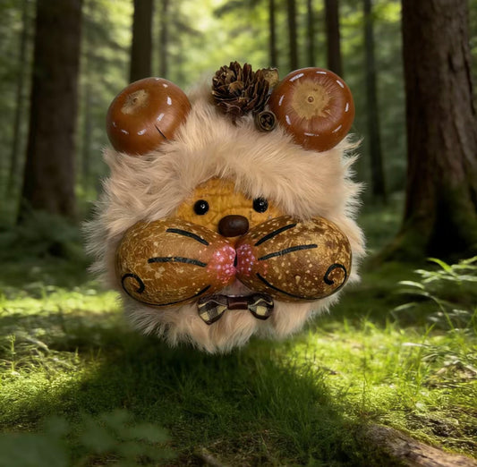 Chestnut Cheek Mouse Handmade Pod Doll — Single-Sided Woodland Harvest Edition