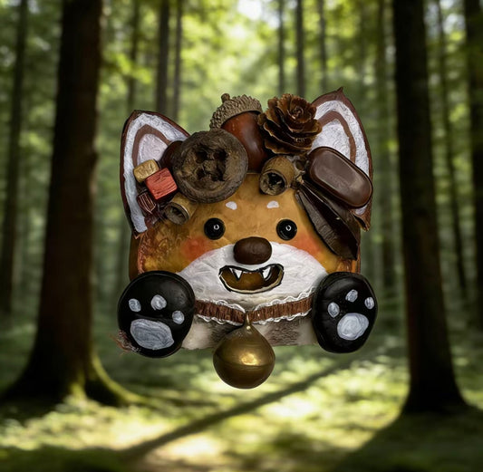Fang Fox Handmade Pod Doll — Open-Mouth Golden Bell Forest Edition
