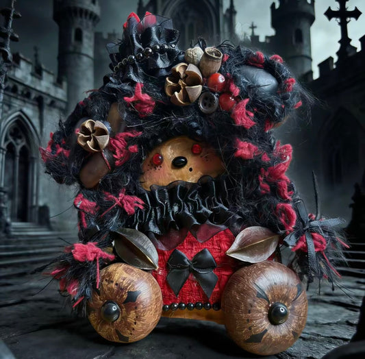 Gothic Dark Queen Handmade Pod Doll — Single-Sided Crimson Castle Edition