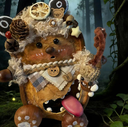 Forest Shaman Beast Handmade Pod Doll — Open-Mouth Dark Forest Relic Edition