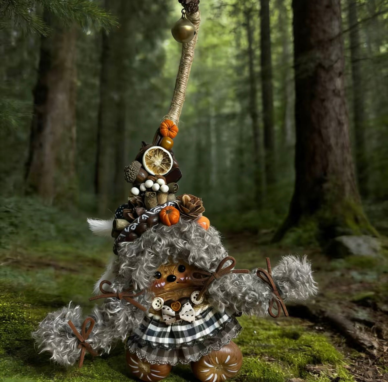 autumn harvest witch handmade pod doll — single-sided enchanted forest relic edition