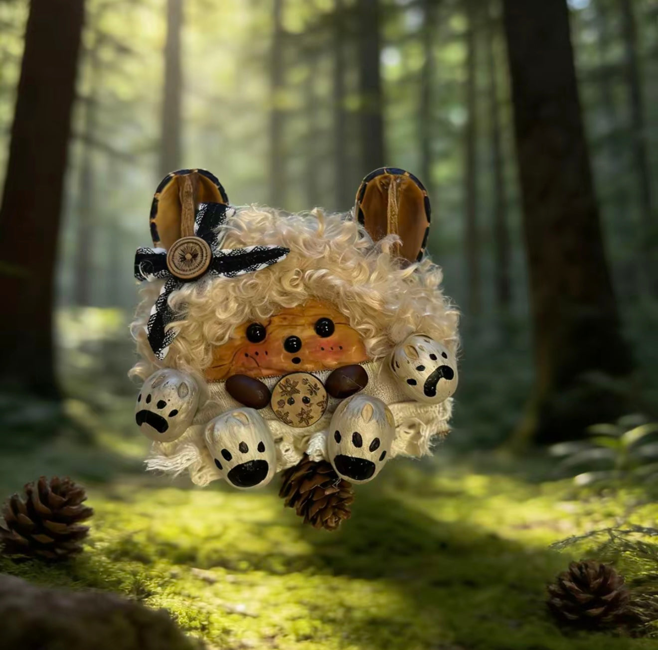 six paw snowflake bear handmade pod doll — open-mouth pine forest wonder edition