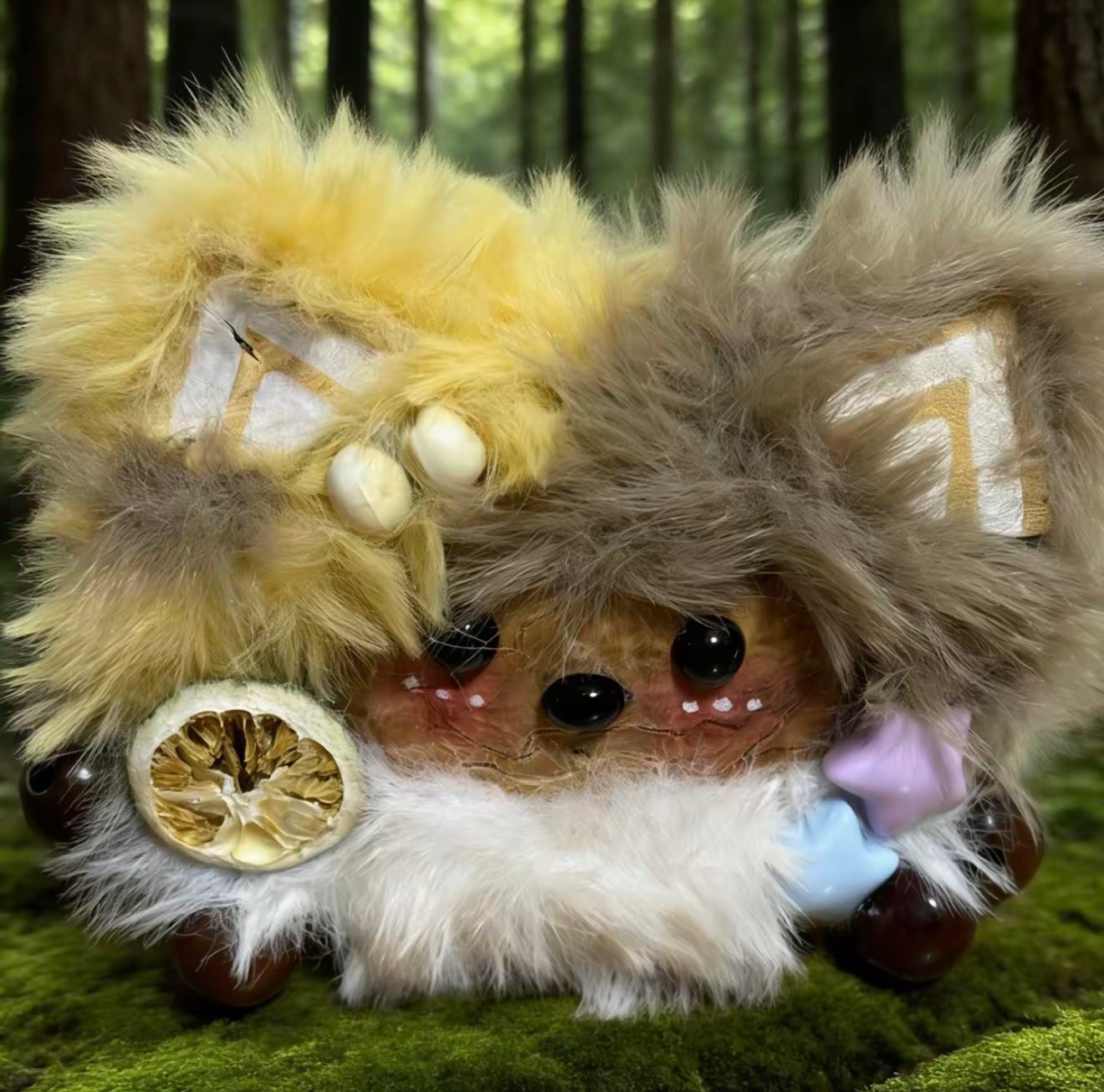 rune ear two tone creature handmade pod doll — single-sided enchanted forest edition