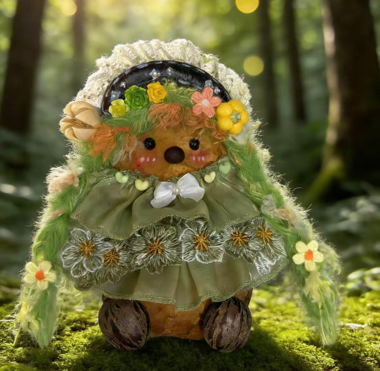 spring garden fairy queen handmade pod doll — single-sided enchanted bloom edition