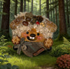 Leopard Ear Harvest Grin Bear Handmade Pod Doll — Open-Mouth Autumn Forest Edition