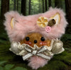 Pink Wood Ear Sweetheart Cat Handmade Pod Doll — Single-Sided Blush Forest Edition