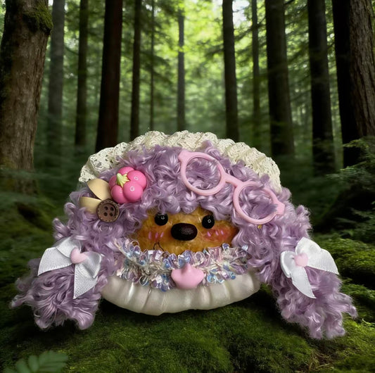 Lavender Lace Lady Handmade Pod Doll — Open-Mouth Enchanted Garden Edition