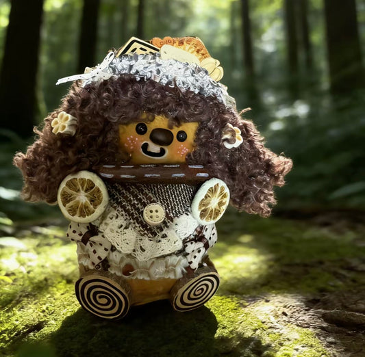 Dark Curl Ouija Diviner Handmade Pod Doll — Open-Mouth Mystic Forest Edition