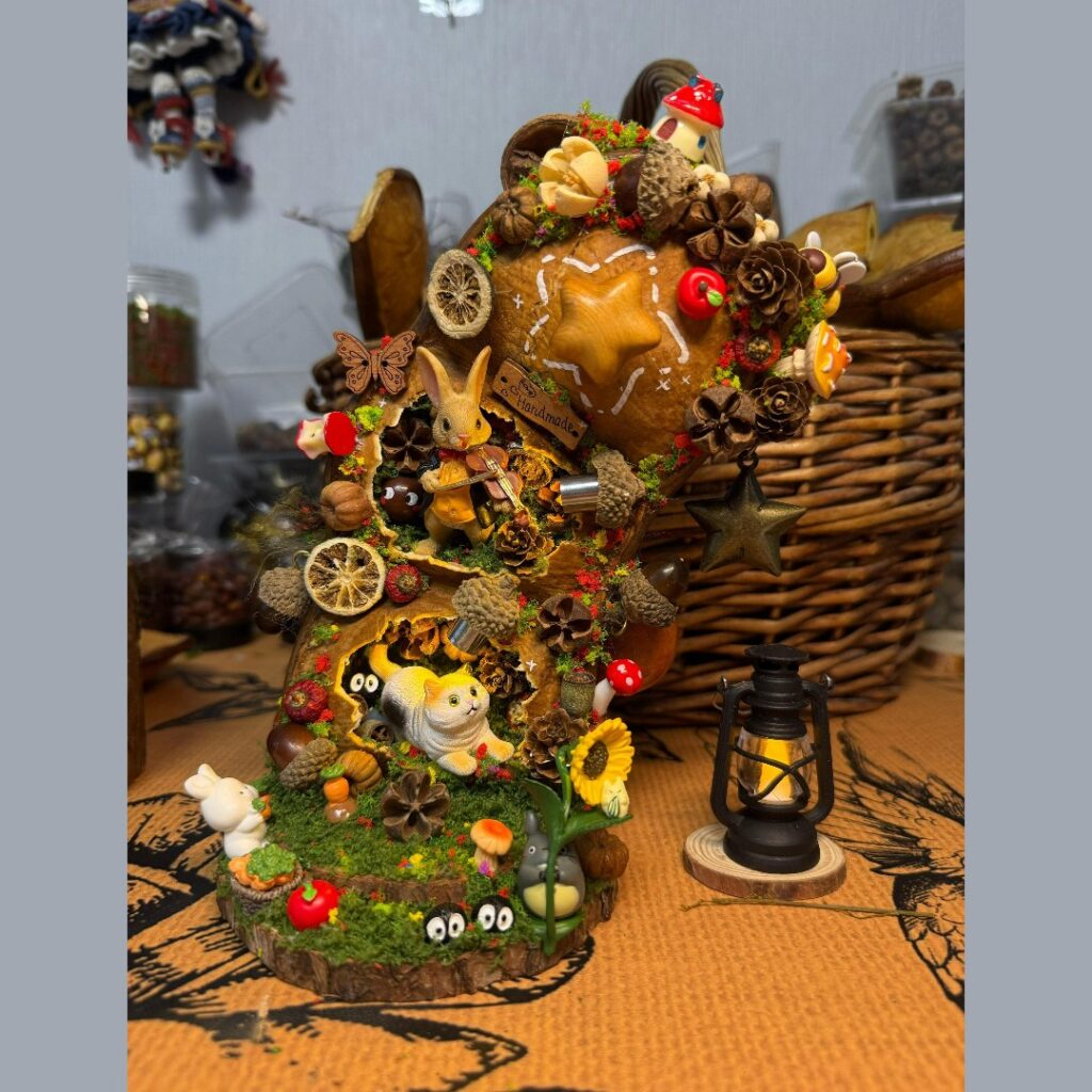 forest bear & bunny handmade pod doll — double-sided open-mouth limited edition