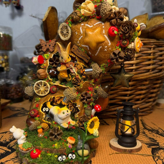Forest Bear & Bunny Handmade Pod Doll — Double-Sided Open-Mouth Limited Edition