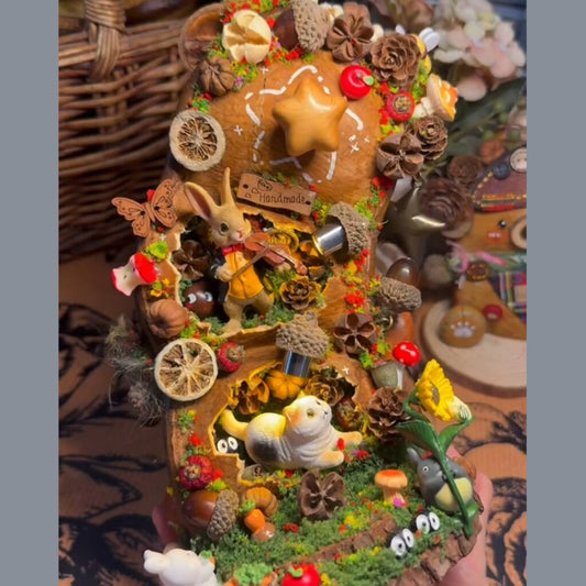 Forest Bear & Bunny Handmade Pod Doll — Double-Sided Open-Mouth Limited Edition