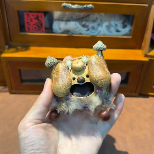 Mushroom Spirit Handmade Pod Doll — Open-Mouth Woodland Forager Edition