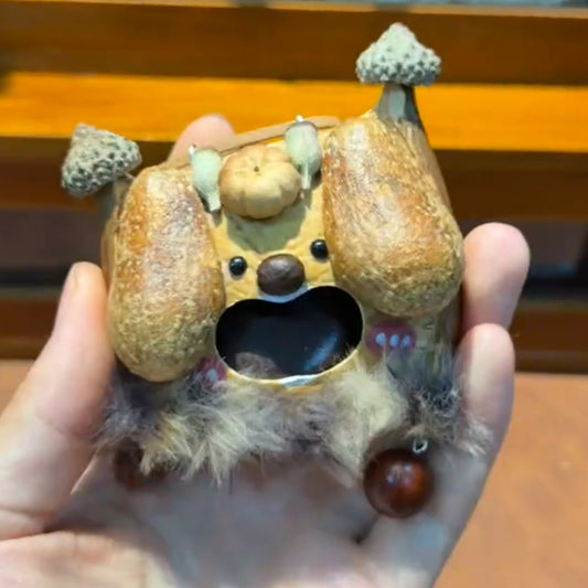 Mushroom Spirit Handmade Pod Doll — Open-Mouth Woodland Forager Edition