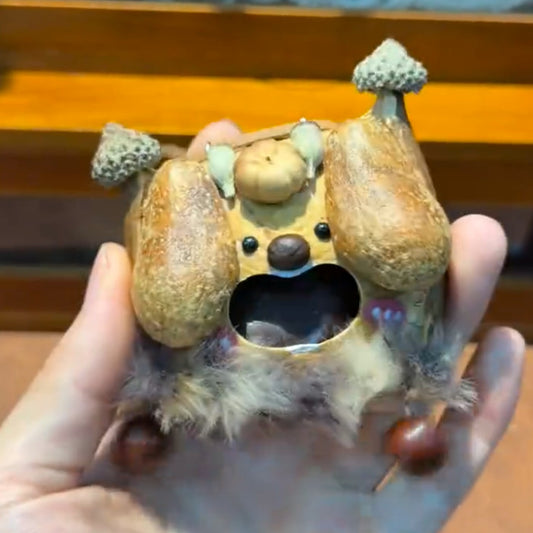 Mushroom Spirit Handmade Pod Doll — Open-Mouth Woodland Forager Edition