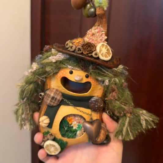 Forest Witch Handmade Pod Doll — Open-Mouth Enchanted Botanica Edition