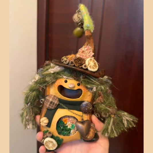 Forest Witch Handmade Pod Doll — Open-Mouth Enchanted Botanica Edition
