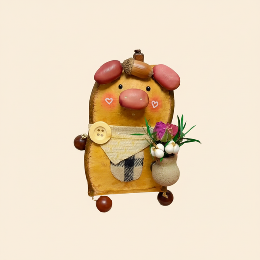 Podxie Double-Sided Pig Pod Doll - warm creamy beige background square main image